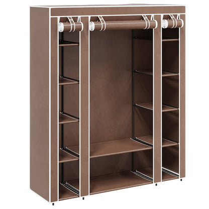 Stoffschrank mit Fächern und Stangen 45×150×176 cm Braun