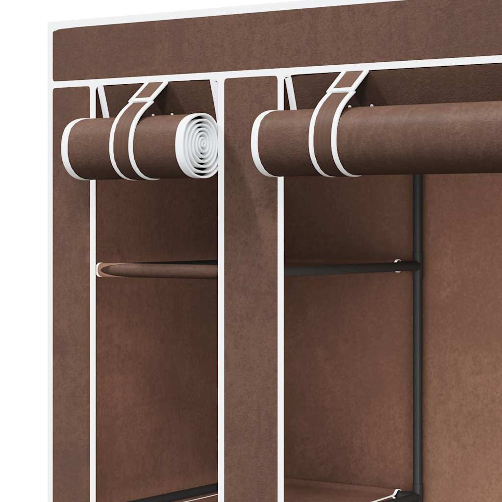 Stoffschrank mit Fächern und Stangen 45×150×176 cm Braun