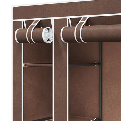 Stoffschrank mit Fächern und Stangen 45×150×176 cm Braun