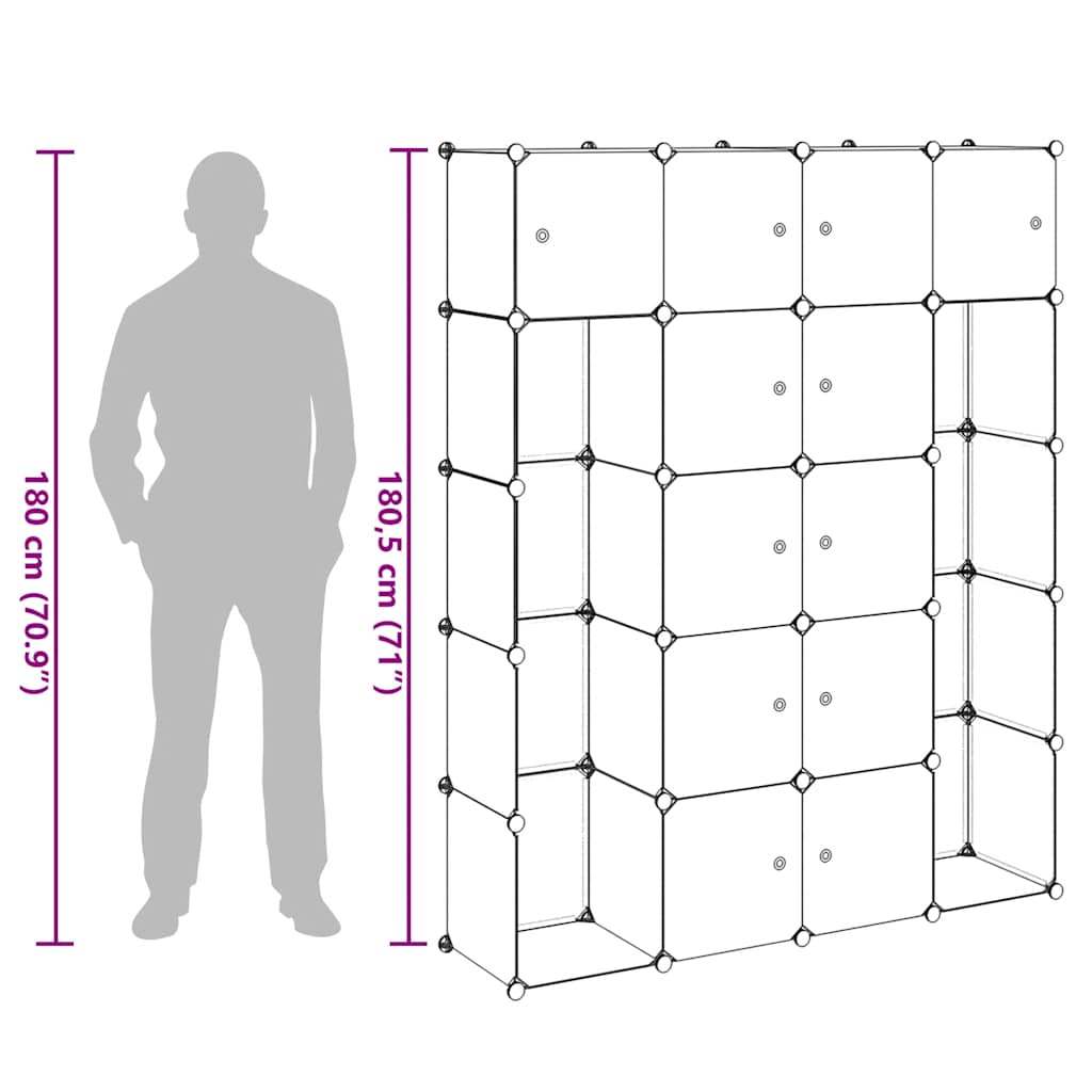 Modularer Schrank mit 14 Fächern schwarz/weiß 37x146x180,5cm