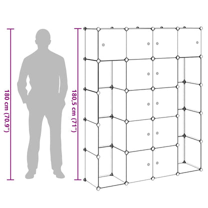 Modularer Schrank mit 14 Fächern schwarz/weiß 37x146x180,5cm