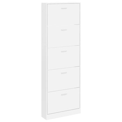 Schuhschrank mit 5 Schuhkippern Weiß Holz