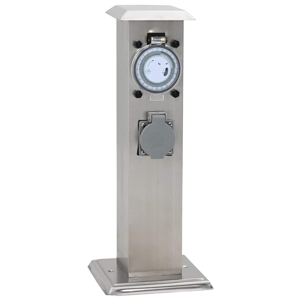 Gartensteckdose Steckdosenturm Edelstahl mit Timer