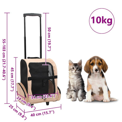 Trolley für Haustiere 3-in-1 Faltbar Beige