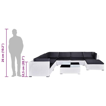 8-tlg. Garten-Lounge-Set mit Auflagen Poly Rattan Weiß
