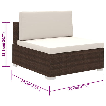 6-tlg. Garten-Lounge-Set mit Auflagen Poly Rattan Braun