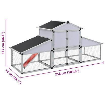 Hühnerstall mit Freilaufgehege und Nistkasten Aluminium