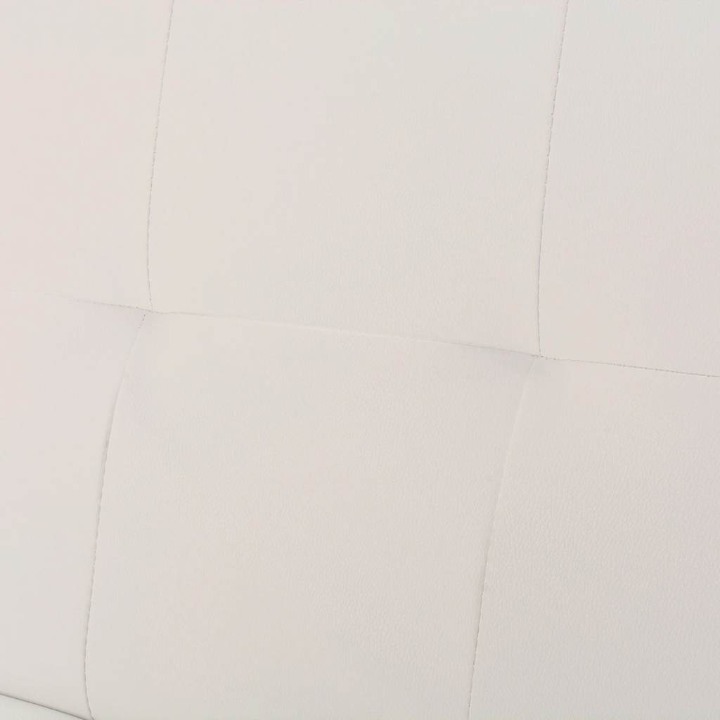 Schlafsofa mit 2 Kissen Kunstleder Ausziehbar Cremeweiß