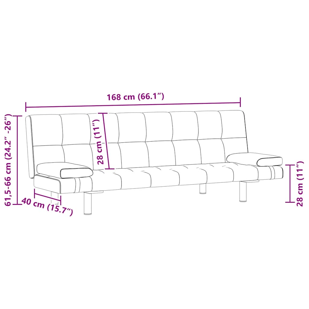 Schlafsofa mit 2 Kissen Kunstleder Ausziehbar Cremeweiß