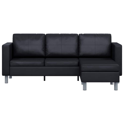 L-förmiges Sofa 3-Sitzer Kunstleder Schwarz