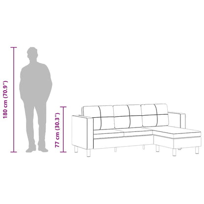 L-förmiges Sofa 3-Sitzer Kunstleder Schwarz