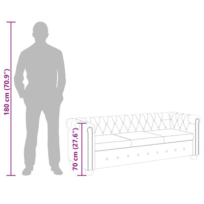 Chesterfield-Sofa 3-Sitzer Kunstleder Schwarz