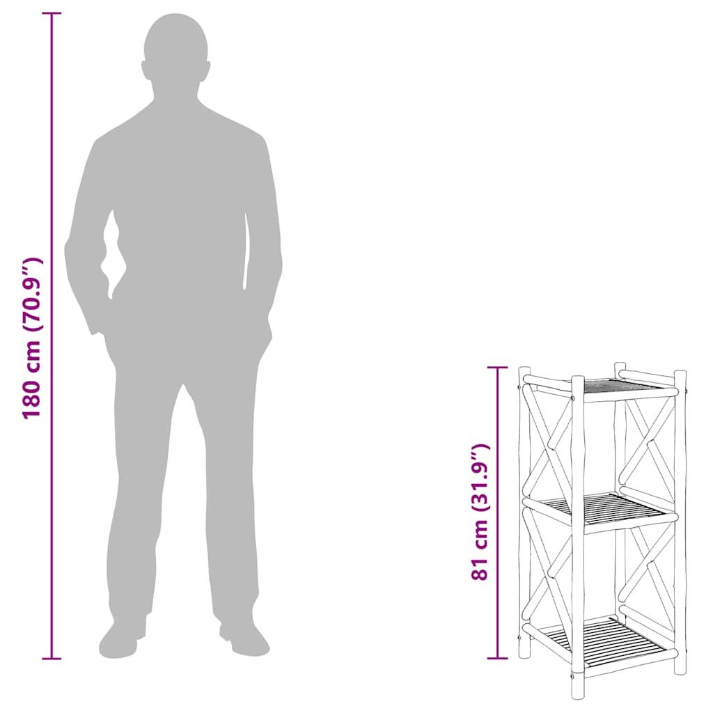 Standregal mit 3 Böden Quadratisch Bambus