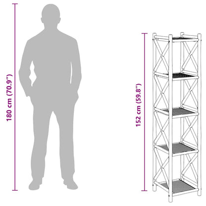 Standregal mit 5 Böden Quadratisch Bambus