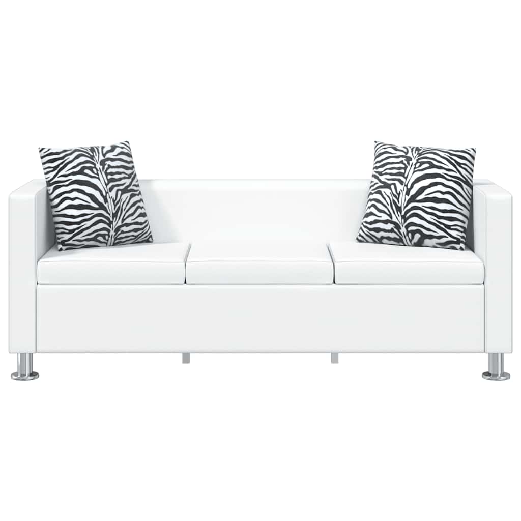 Sofagarnitur Kunstleder 3-Sitzer + 2-Sitzer Weiß