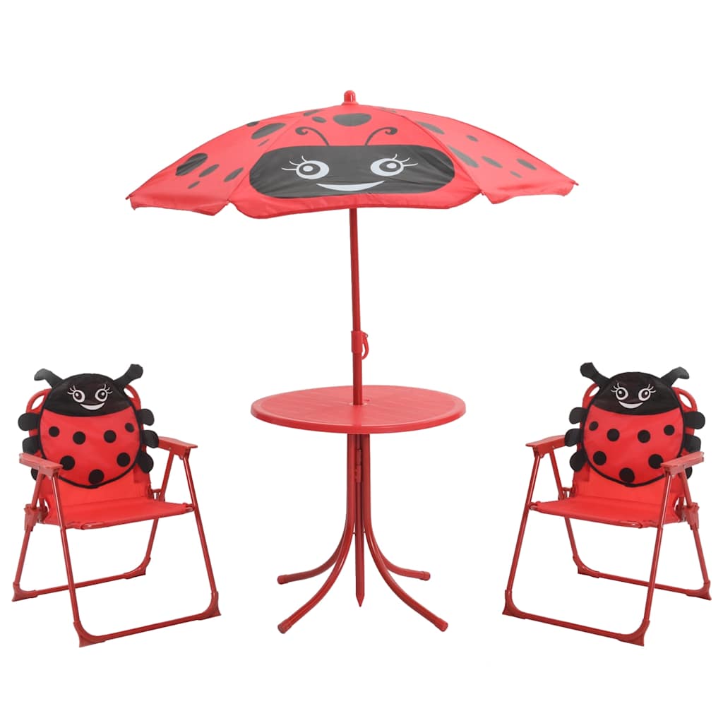 3-tlg. Garten-Bistro-Set für Kinder mit Sonnenschirm Rot