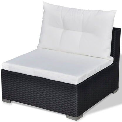 5-tlg. Garten-Lounge-Set mit Auflagen Poly Rattan Schwarz