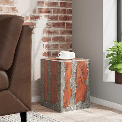 Hocker Teak Massivholz und Harz