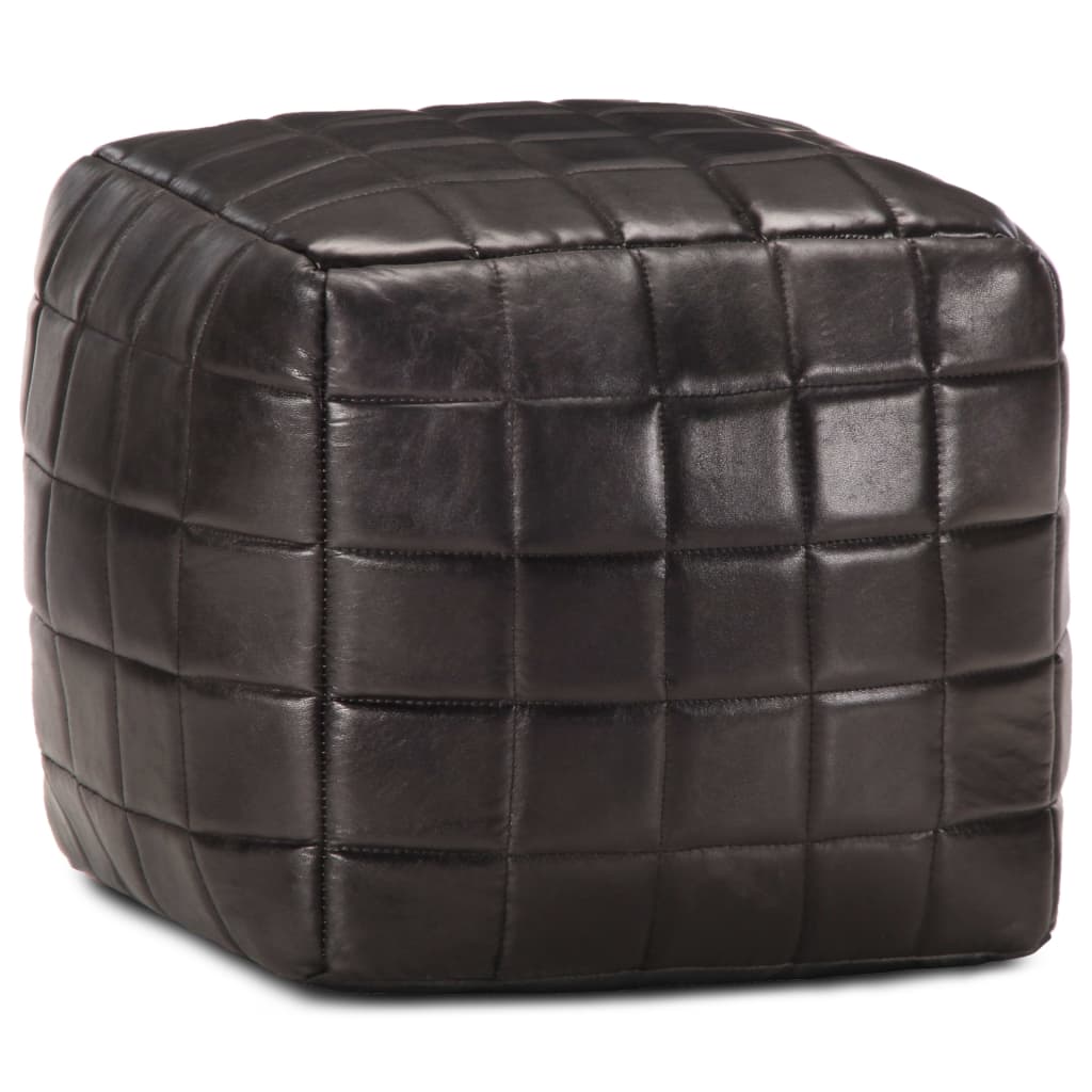Pouf Schwarz 40 x 40 x 40 cm Echtes Ziegenleder