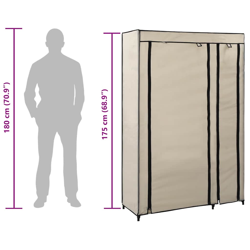 Faltschrank Creme 110x45x175 cm Stoff