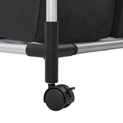 Wäschekorb mit 3 Taschen Schwarz Stahl