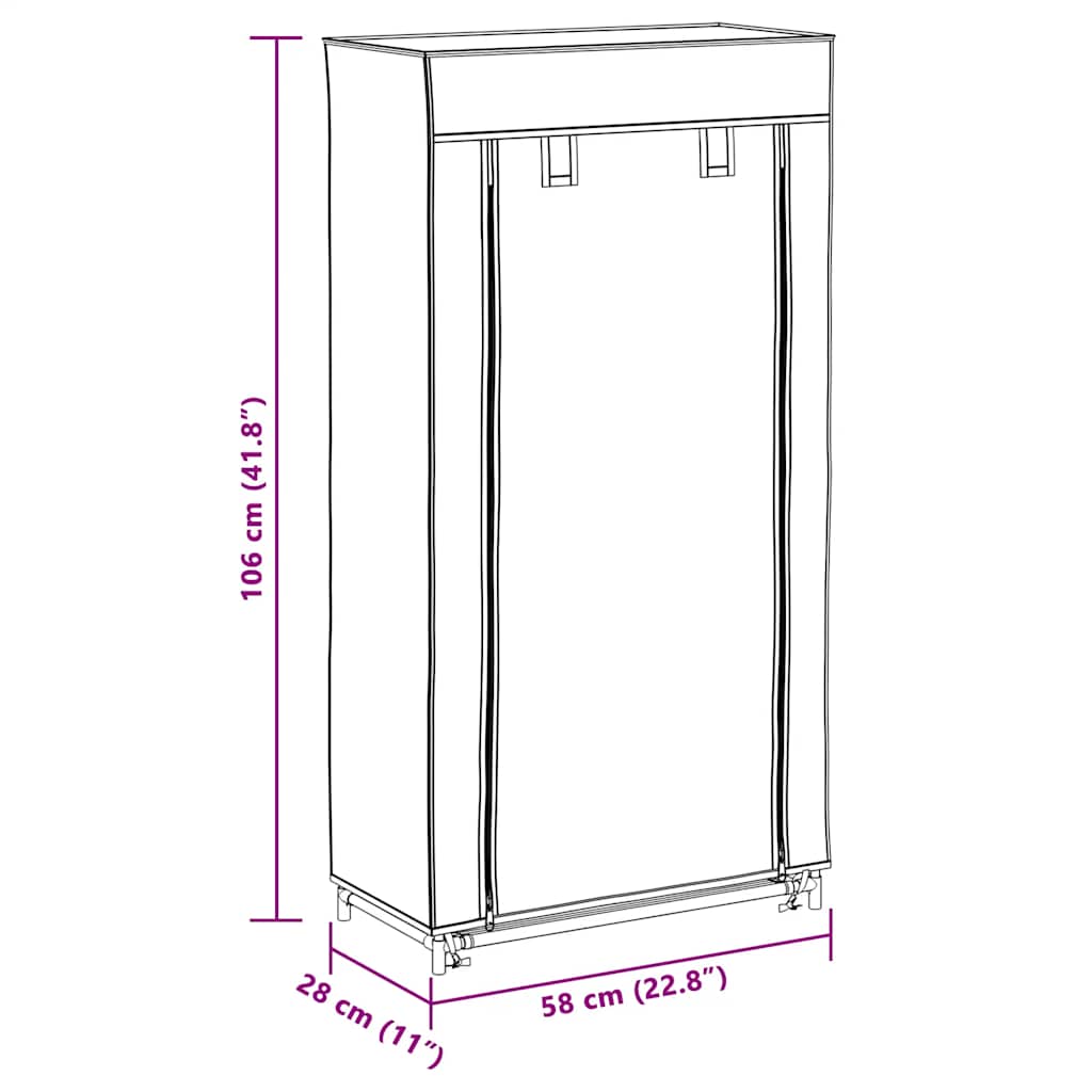 Schuhschrank mit Abdeckung Cremeweiß 58 x 28 x 106 cm Stoff