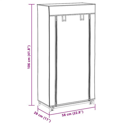 Schuhschrank mit Abdeckung Cremeweiß 58 x 28 x 106 cm Stoff