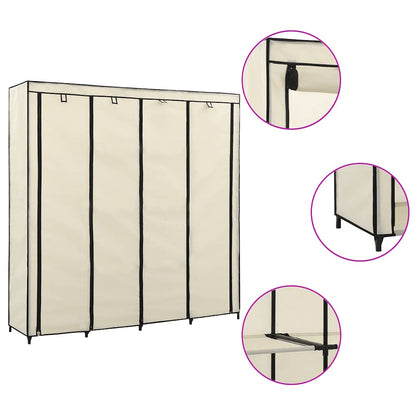 Kleiderschrank mit 4 Fächern Creme 175 x 45 x 170 cm
