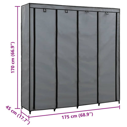 Kleiderschrank mit 4 Fächern Grau 175 x 45 x 170 cm