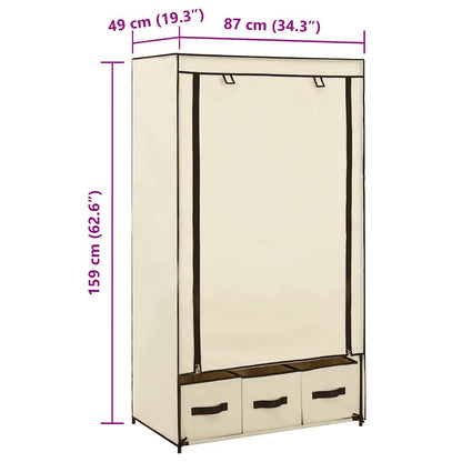 Kleiderschrank Creme 87 x 49 x 159 cm Stoff