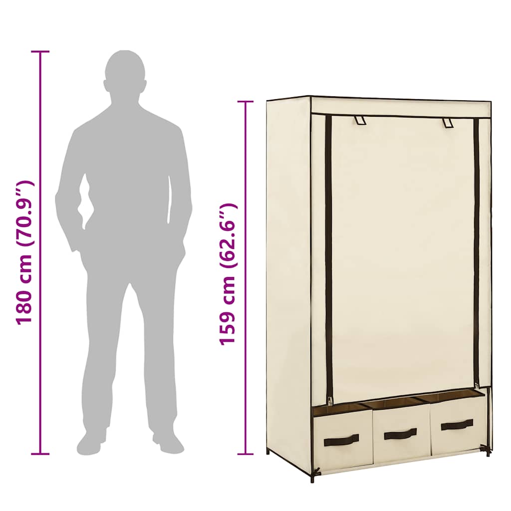 Kleiderschrank Creme 87 x 49 x 159 cm Stoff