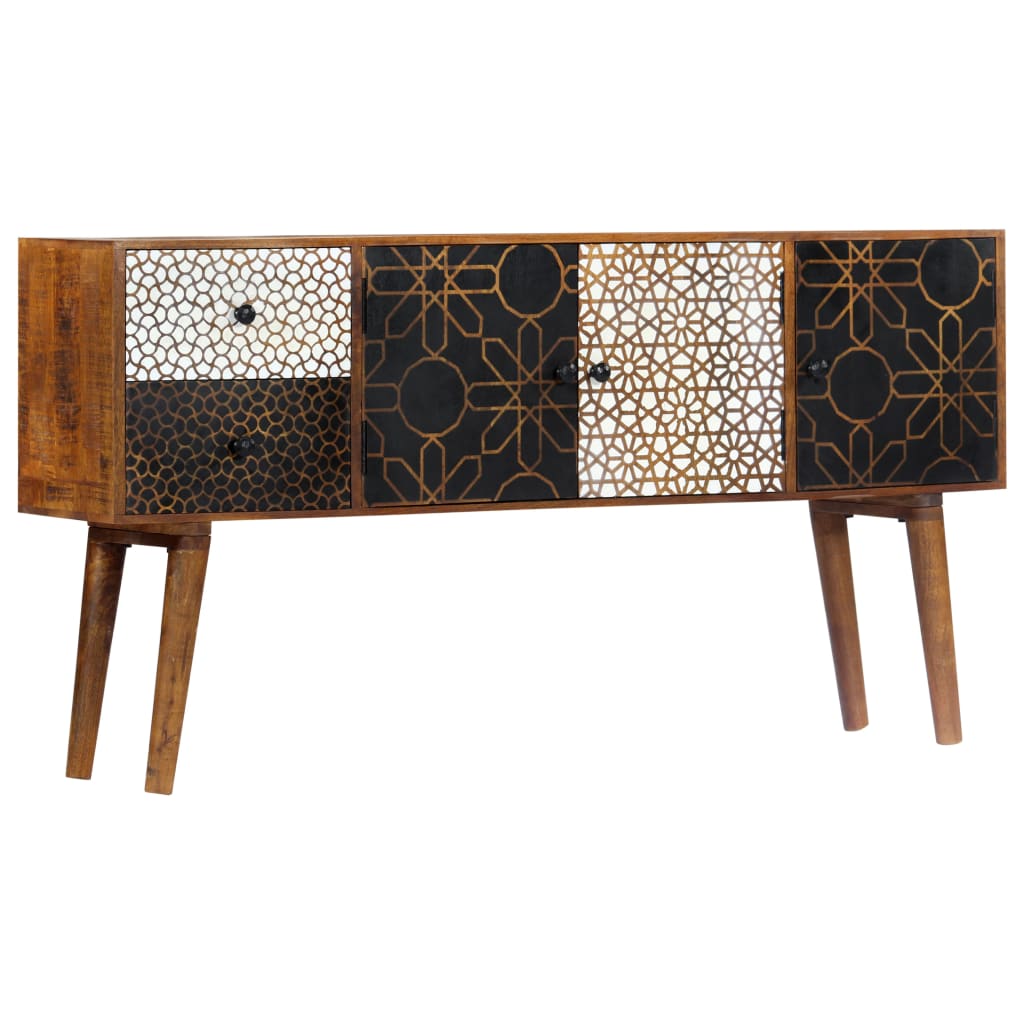 Sideboard mit Druckmustern 130x30x70 cm Massivholz Mango
