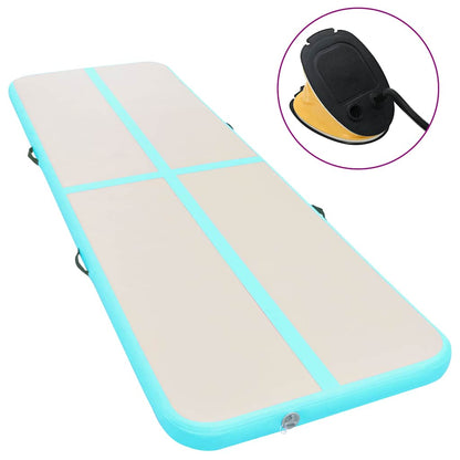Aufblasbare Gymnastikmatte mit Pumpe 400x100x10 cm PVC Grün