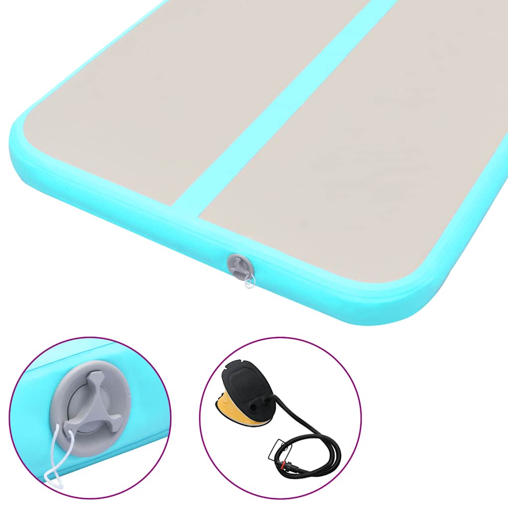 Aufblasbare Gymnastikmatte mit Pumpe 400x100x10 cm PVC Grün