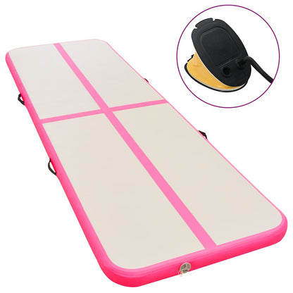 Aufblasbare Gymnastikmatte mit Pumpe 500x100x10 cm PVC Rosa