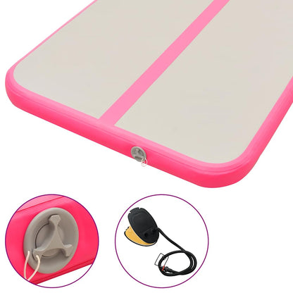 Aufblasbare Gymnastikmatte mit Pumpe 500x100x10 cm PVC Rosa
