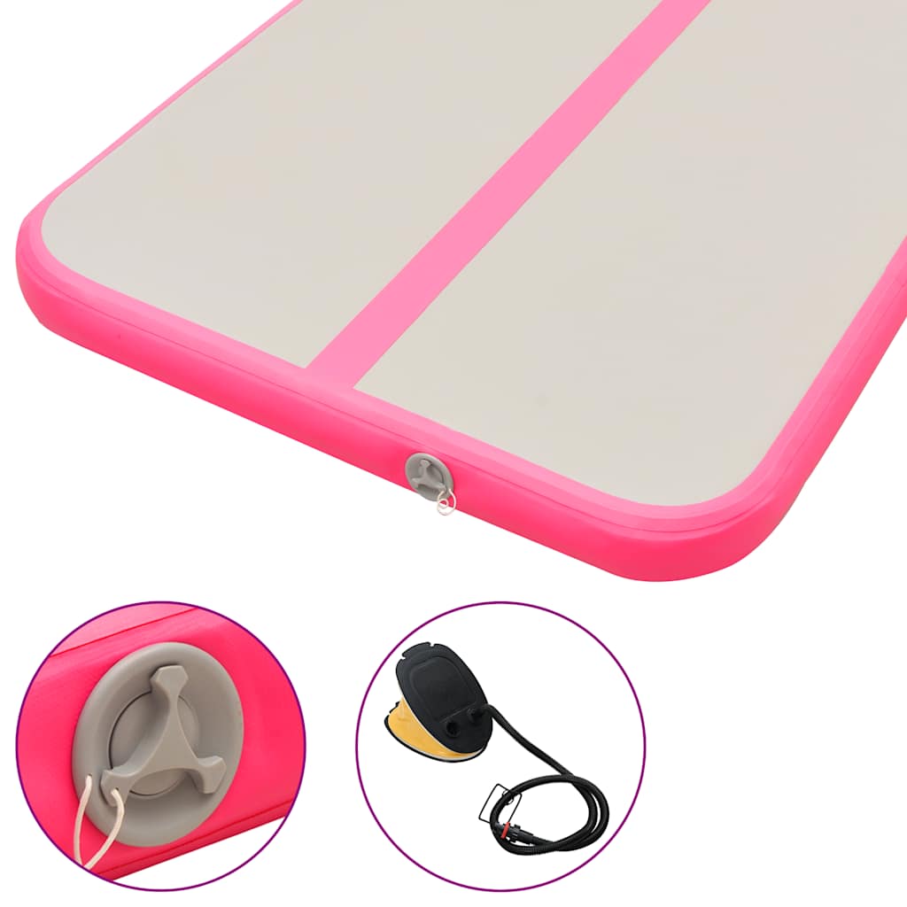 Aufblasbare Gymnastikmatte mit Pumpe 800×100×10 cm PVC Rosa