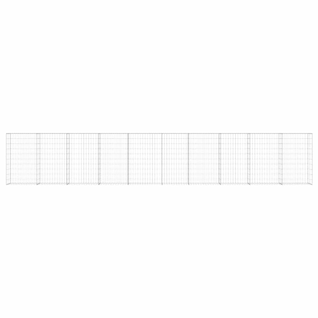 Gabionenwand mit Abdeckung Verzinkter Stahl 600×30×100 cm