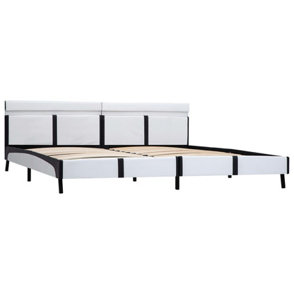 Bettgestell mit LED Weiß Kunstleder 180×200 cm
