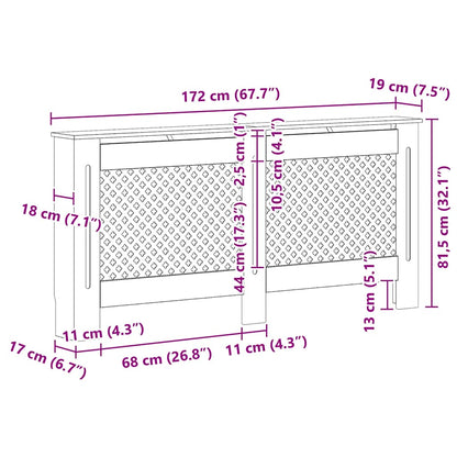 Heizkörperabdeckung Weiß 172×19×81,5 cm MDF