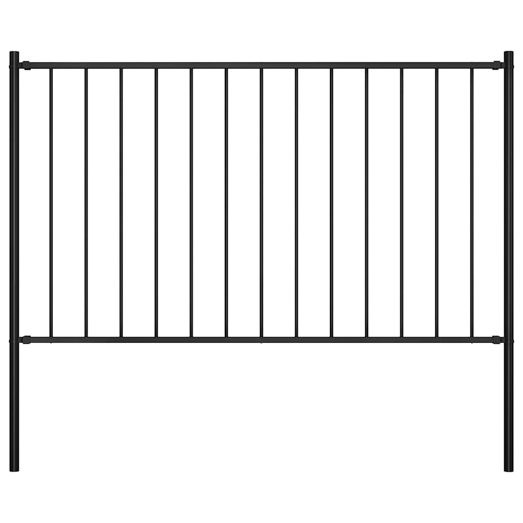 Zaunelement Woerden mit Pfosten Stahl 1,7 x 0,75 m Schwarz