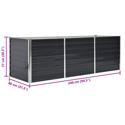 Garten-Hochbeet Anthrazit 240 x 80 x 77 cm Verzinkter Stahl