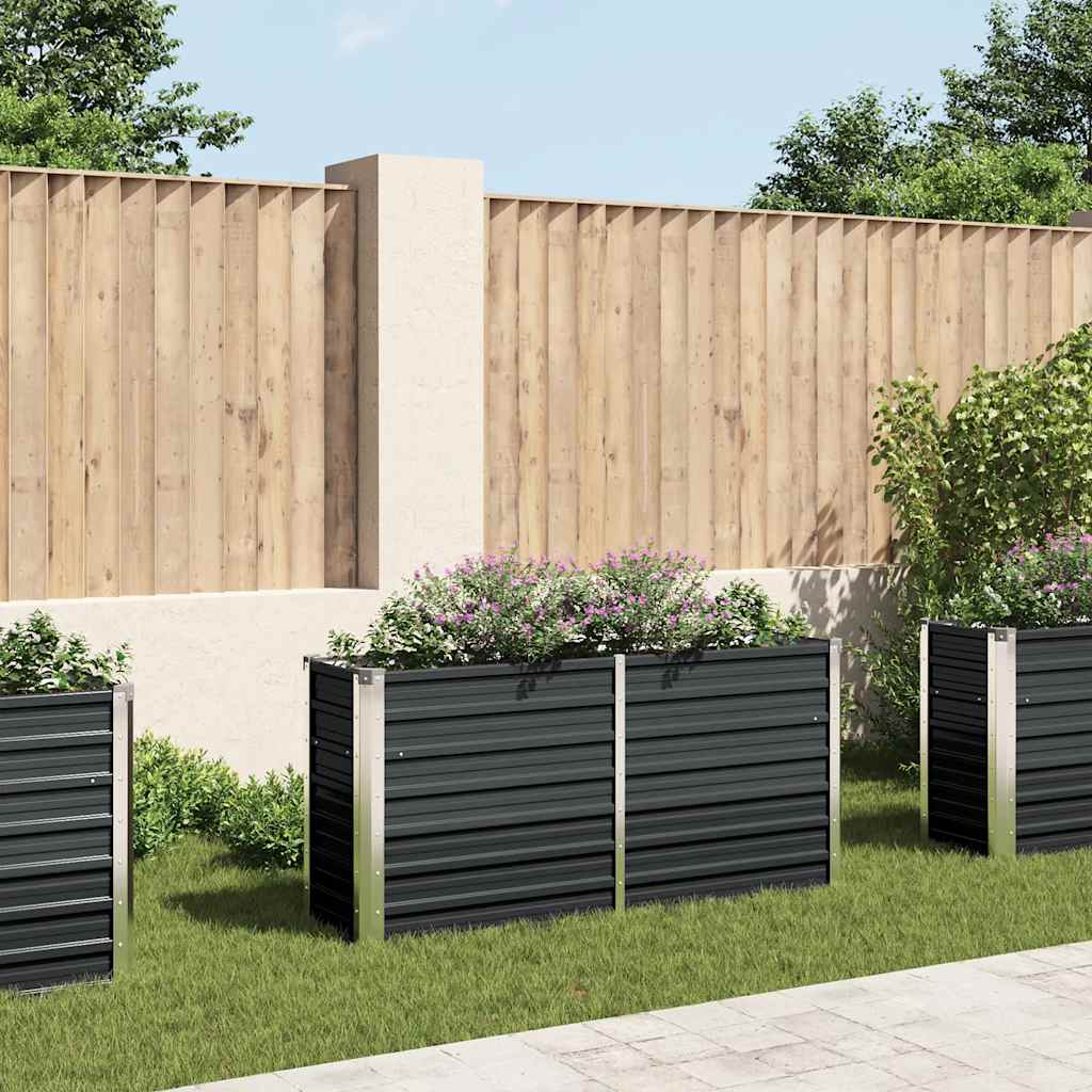 Garten-Hochbeet Anthrazit 160 x 40 x 77 cm Verzinkter Stahl