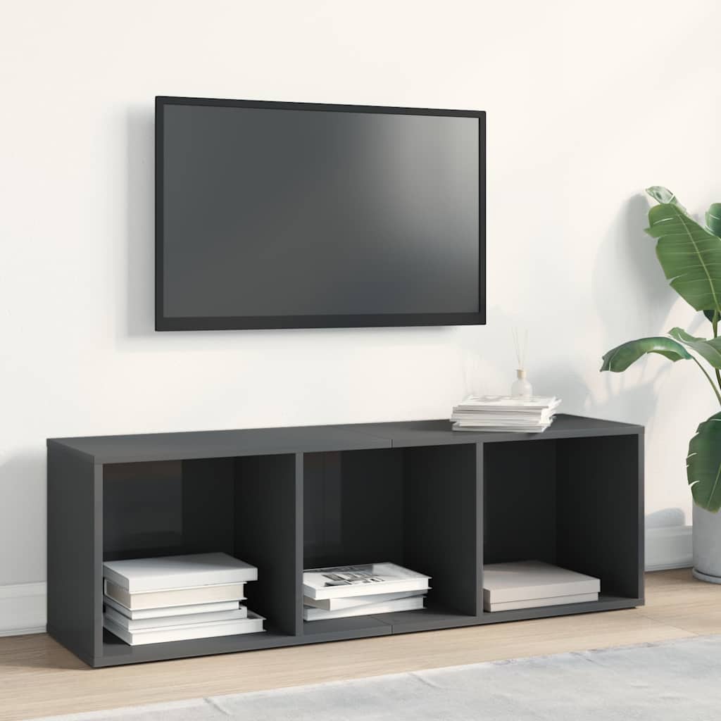 Bücherregal/TV-Schrank Hochglanz-Grau 36x30x114cm Holzwerkstoff