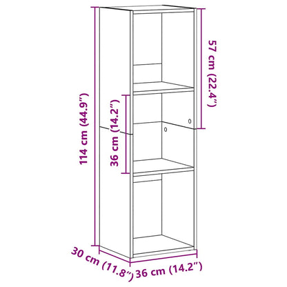 Bücherregal/TV-Schrank Hochglanz-Grau 36x30x114cm Holzwerkstoff