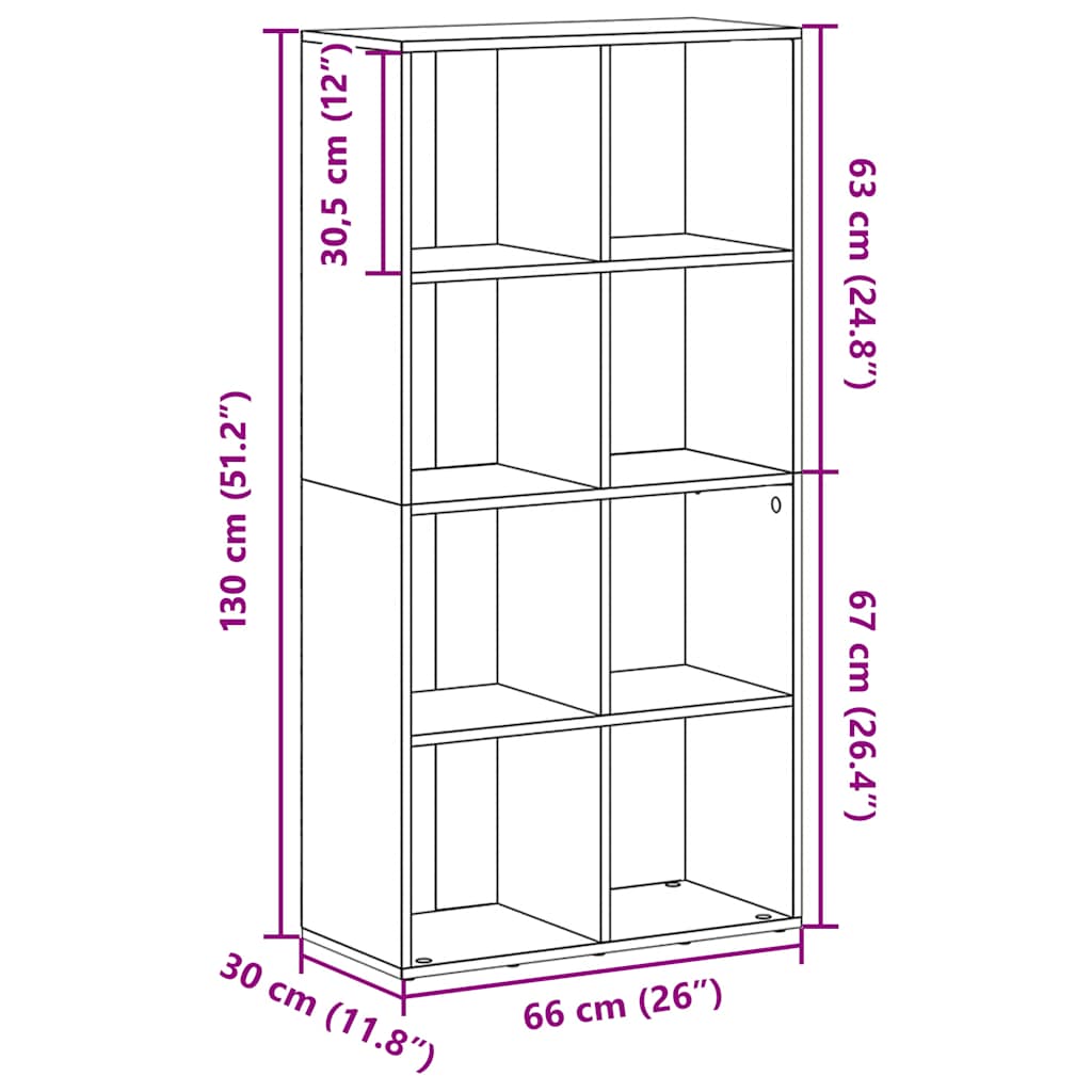Bücherregal/Sideboard Sonoma-Eiche 66×30×130 cm Holzwerkstoff