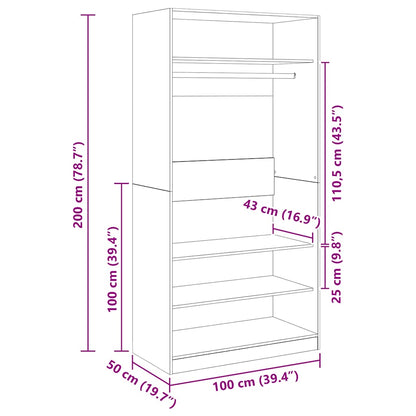 Kleiderschrank Schwarz 100x50x200 cm Holzwerkstoff