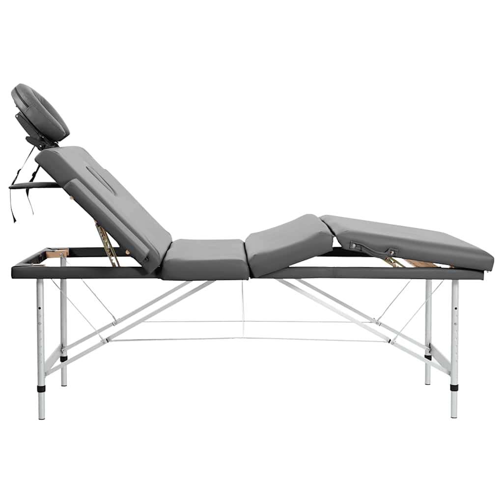 Massagetisch mit 4 Zonen Aluminiumrahmen Anthrazit 186×68 cm