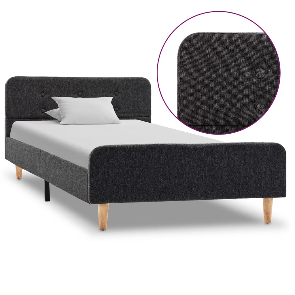 Bettgestell Dunkelgrau Sackleinen 90x200 cm