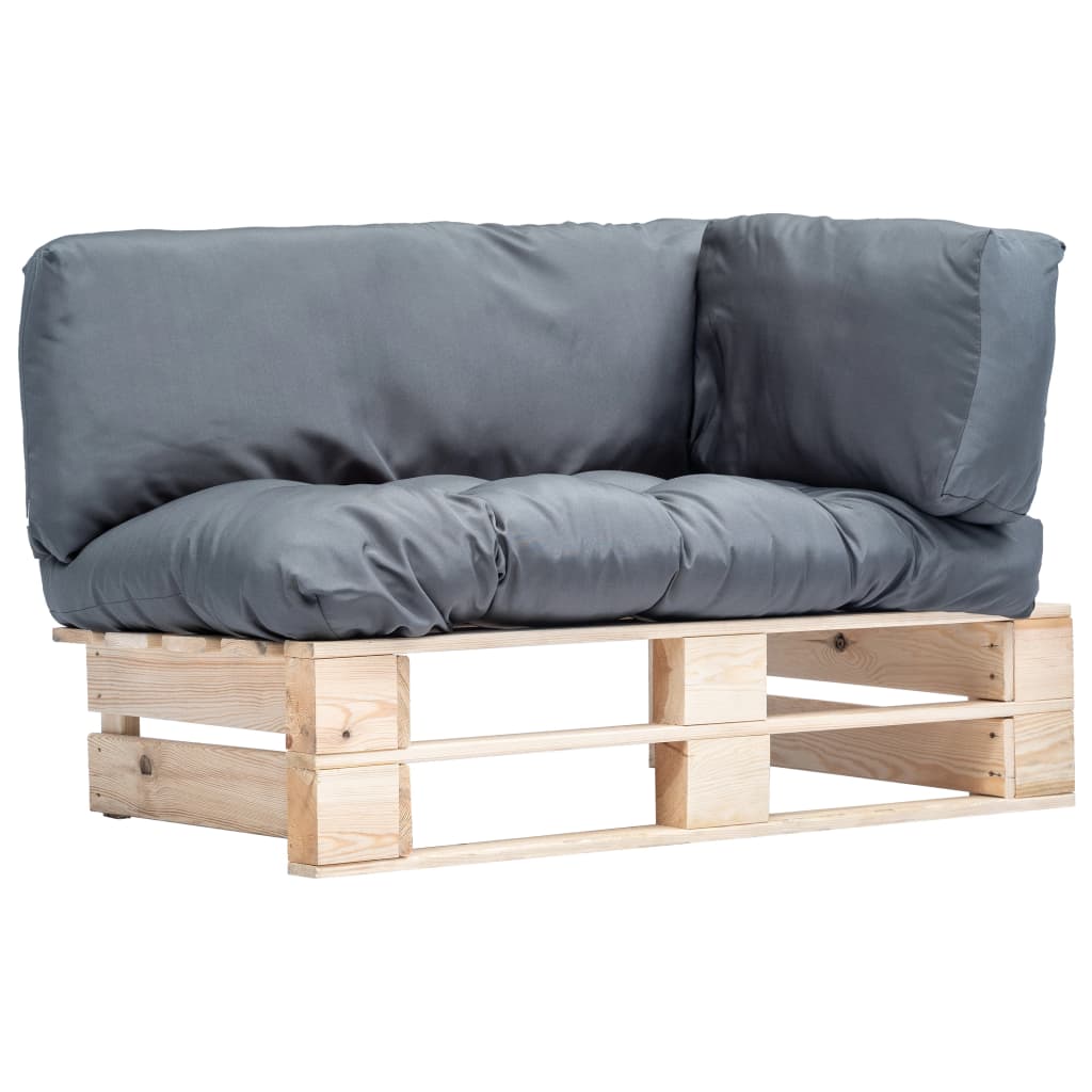 Outdoor-Sofa Paletten mit Kissen in Grau Kiefernholz